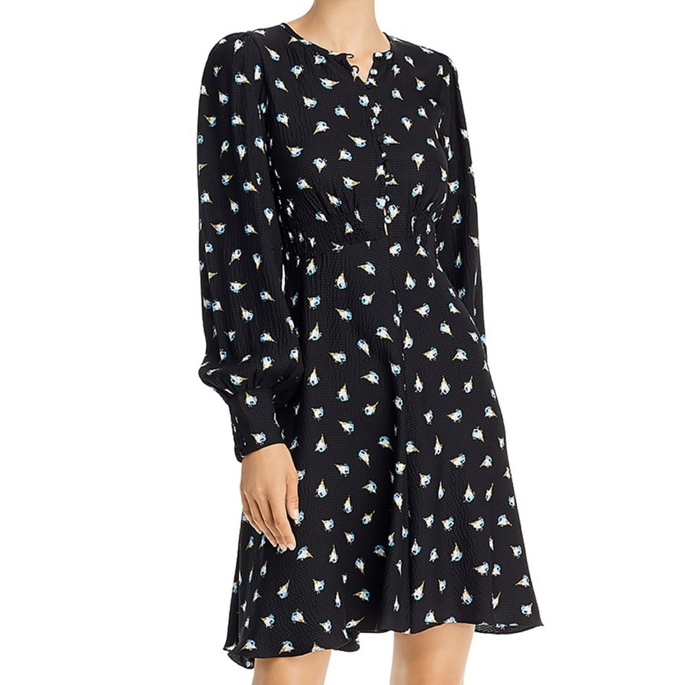 Rebecca Taylor Brigitte Silk Elegant Black Patterned Dress